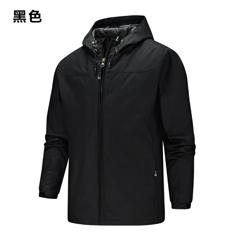 Jaket olahraga bertudung kasual pria, jaket tahan air dan tahan air tipis, Musim Semi dan Gugur, aj3332024