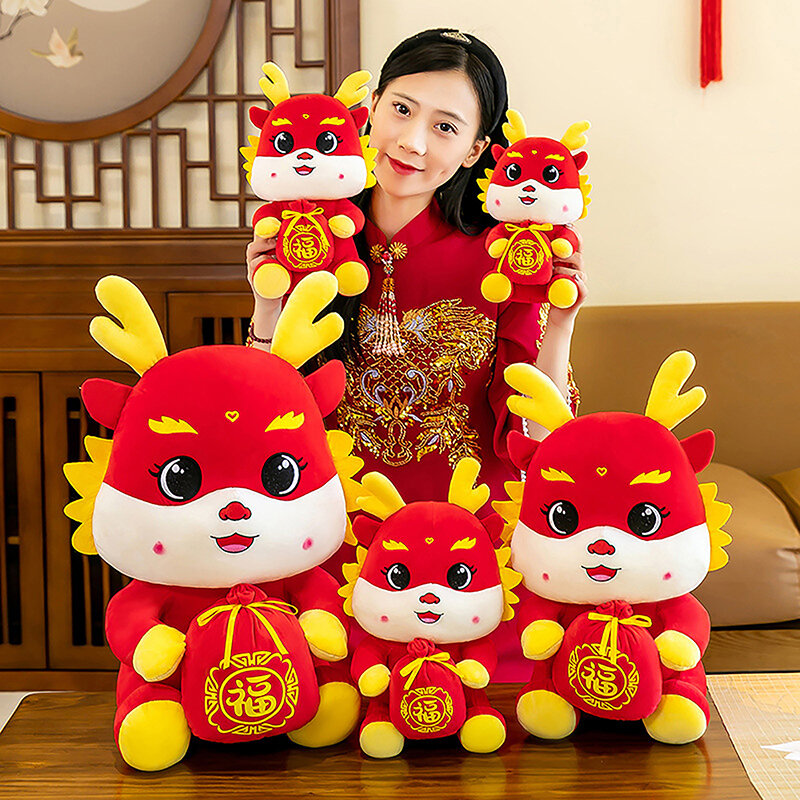 1pc kreative chinesische Drachen Plüschtiere weiche Stofftier puppen für 2024 Neujahr Maskottchen Dekoration Kind Kind Geschenke