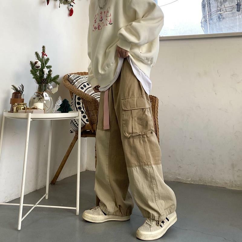 Mens Vintage Streetwear Harajuku Y2K Emo Baggy Cargo Broek Voor Mannen Zwart Kaki Overalls Broek Mannelijke Casual Alt Hip Hop kleding