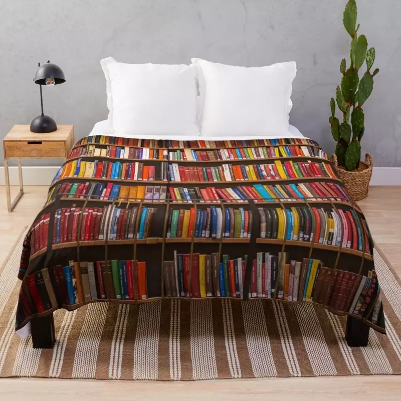 หนอนหนังสือโบราณห้องสมุดหนังสือวินเทจชั้นหนังสือโยนผ้าห่มสำหรับโซฟาผ้าห่มแบบบางหนัก