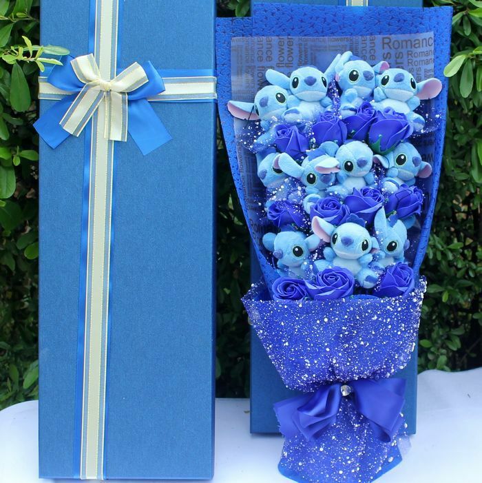 Disney Lilo Stitch Cartoon Flower Bouquet Plush Doll Kawaii Stitch Graduation Bouquet Toy Valentine Birtdhay Wedding Party Gift