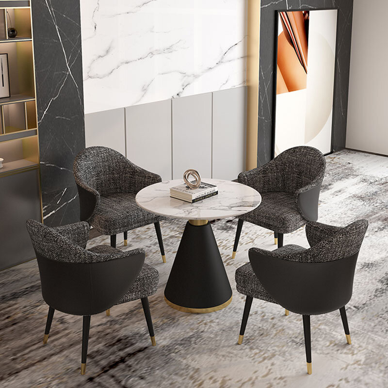 โต๊ะกาแฟหินอ่อนสีขาวห้องนั่งเล่นห้องรับประทานอาหารโลหะกลมโต๊ะกาแฟชาแบบเรียบง่ายฐานทอง muebles เฟอร์นิเจอร์ Nordic
