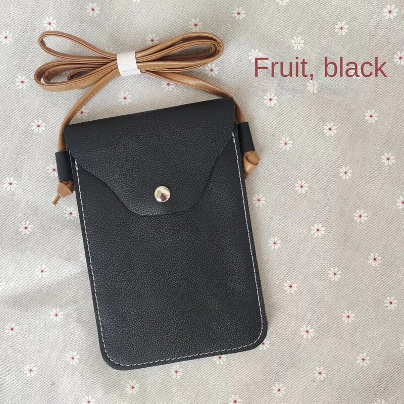 Bolsa de telefone móvel vertical de couro genuíno, mini bolsa feminina de camada dupla, bolsa de ombro única de couro