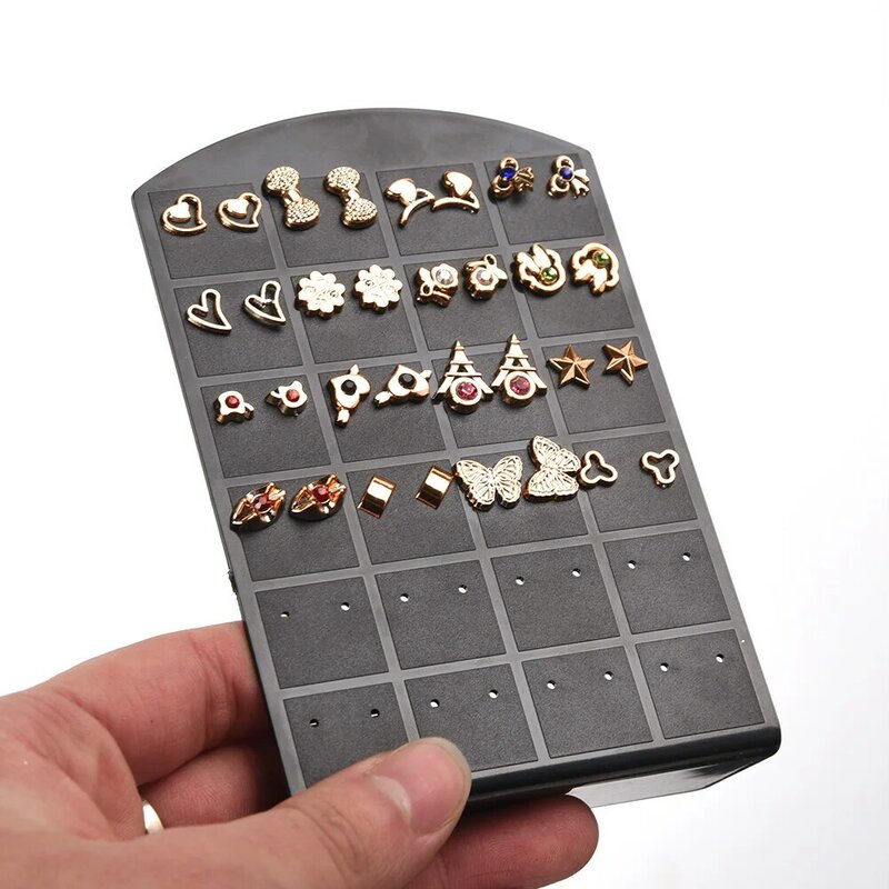 48/72 buracos brincos portáteis orelha studs titular jóias exibir suportes de plástico brinco vitrine armazenamento rack organizador caixa suporte