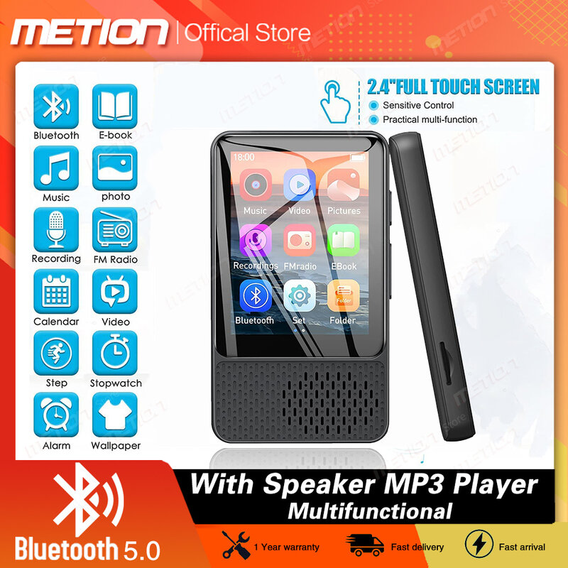 2.4"Full Touch Screen Mp3/Mp4 player bluetooth HiFi lossless music video player portable sports with speaker FM/pedometer/E-Book