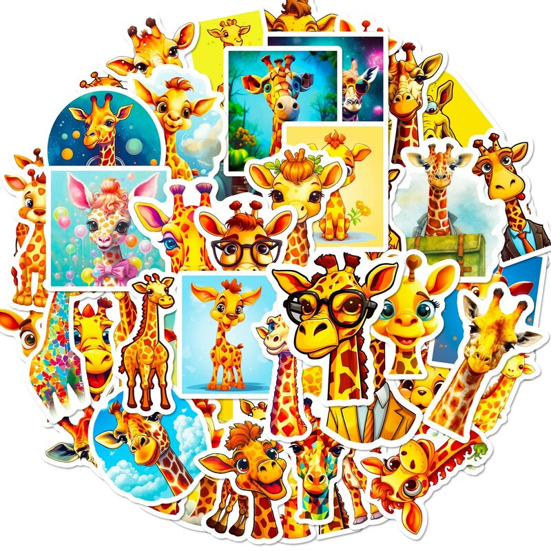 Autocollants graffiti série girafe, dessin animé mignon, adaptés pour ordinateur portable, casque, décoration de bureau, jouet autocollant bricolage, 50 pièces