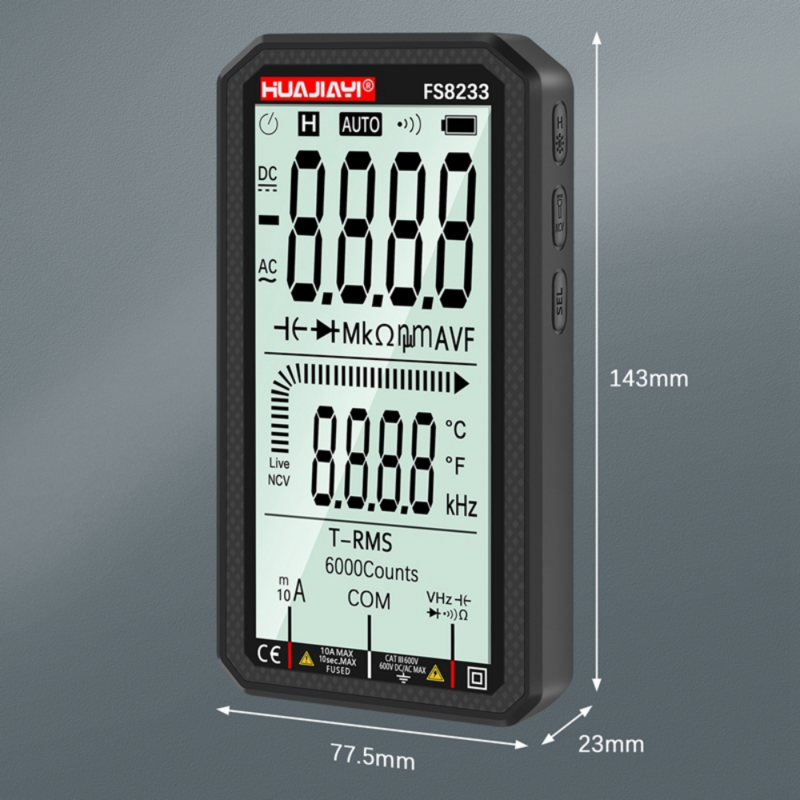 Digital Multimeter Transistor Tester 6000 zählt echte rms elektrische Kapazität Meter Temperatur widerstand multifunktion ales Ampere meter