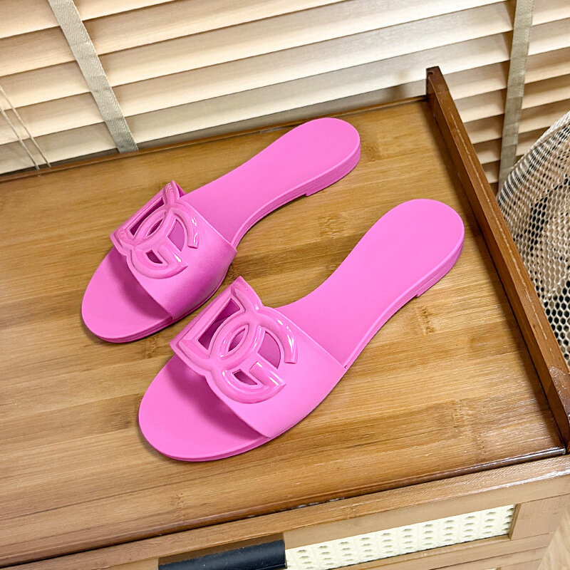 Slides interiores e exteriores simples para mulheres, chinelo de cores gelatinosas, calçado de praia sexy, estilo cool, moda verão, venda quente, 2024