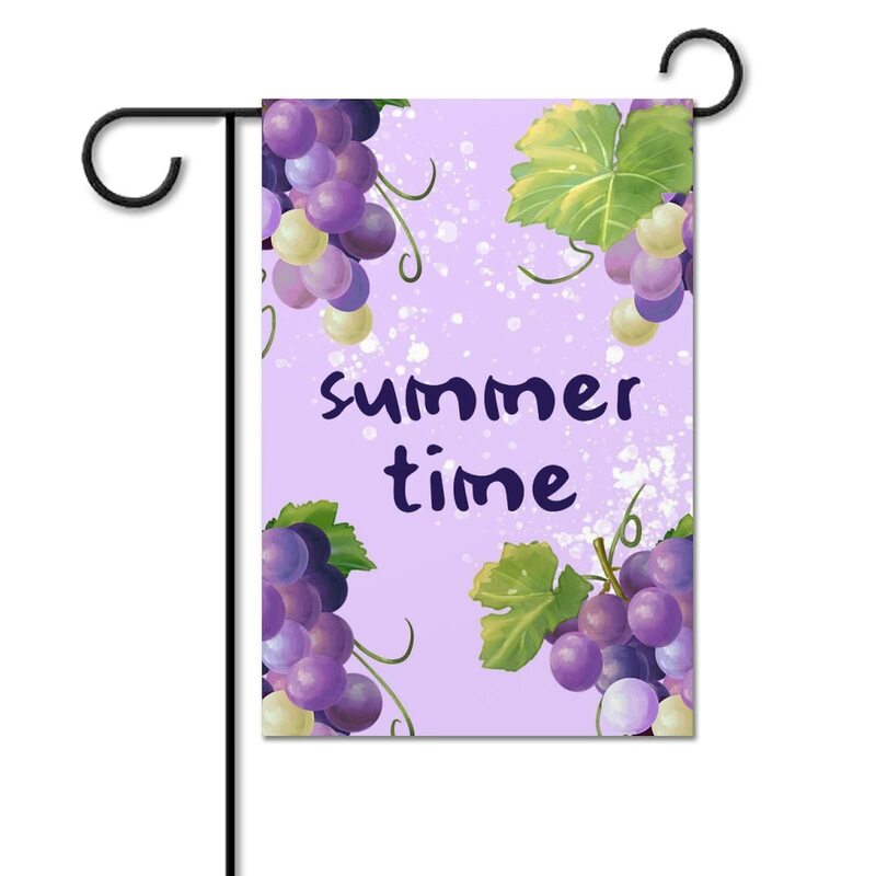Drapeaux de jardin de peinture de fruits d'interconnexion double face, vigne, raisins, sensation de jardin, décor de pelouse d'arrière-cour, terrasse de ferme, balcon