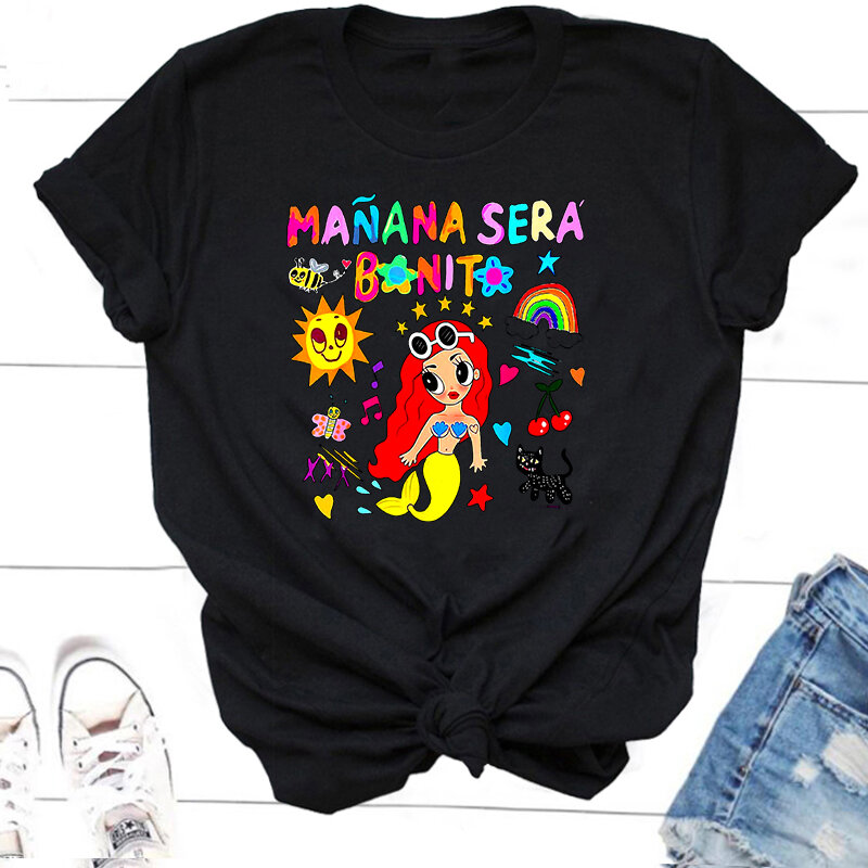 Manana Sera Bonito 여성용 반팔 티셔츠, Karol G Merch Music, 내일이면 멋진 티셔츠, 트렌드 Sirena 티, 스트리트웨어