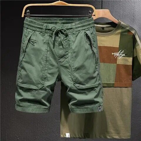 Pantalones cortos Cargo de verano para hombre, ropa de calle de Hip Hop con múltiples bolsillos, holgados, informales, para la playa, U95, 2023