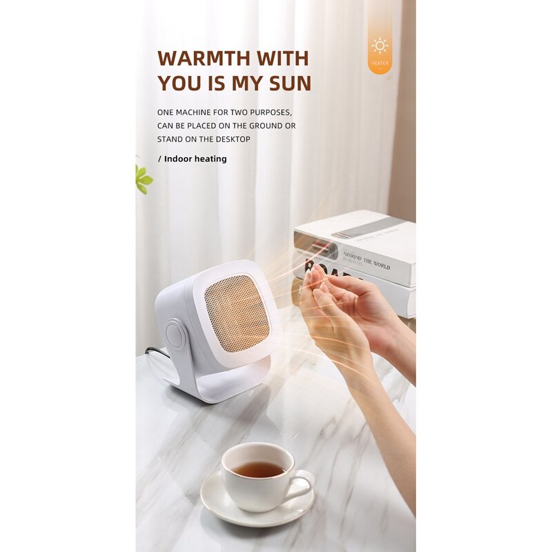 가정용 휴대용 데스크탑 히터, 따뜻한 공기 송풍기, 전기 히터 AC100-240V, EU 플러그, 1 개