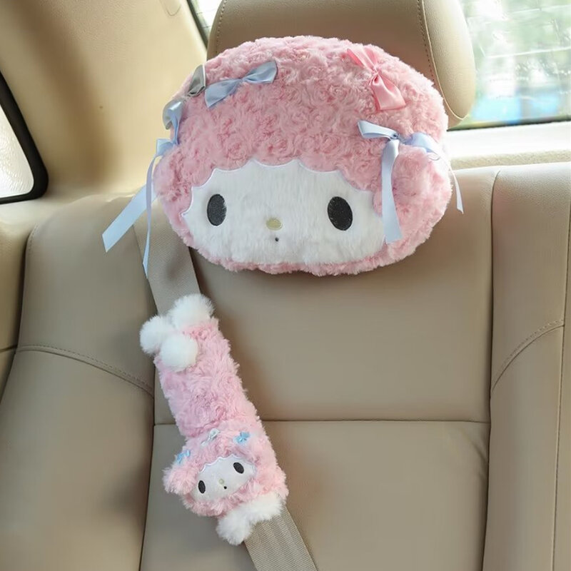 Sanrio симпатичный мой Мелодия подголовник автомобильного сиденья Чехол для ремня безопасности Kawaii мягкая удобная подушка для спины Подушка Одеяло рождественские подарки для девочек