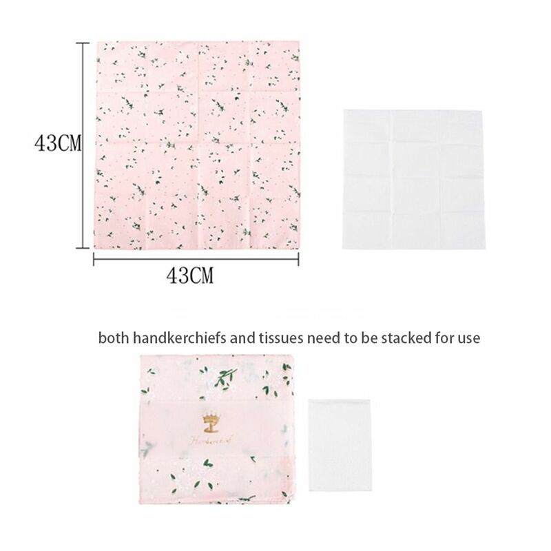 Eco-friendly Printed Square Handkerchief Elegant Soft Pure Cotton Wipe Sweat Bandana Reusable Thin Neck Scarf