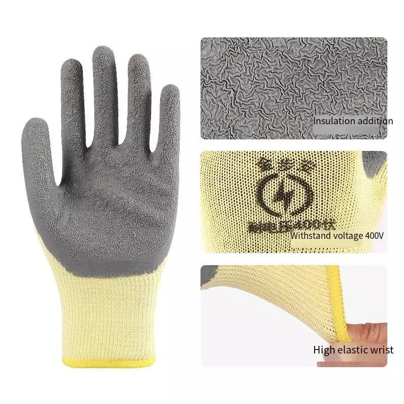 400v Insulating Gloves Anti-electricity Security Protection Gloves Rubber Electrician Work Non-slip Gloves Protection Travail