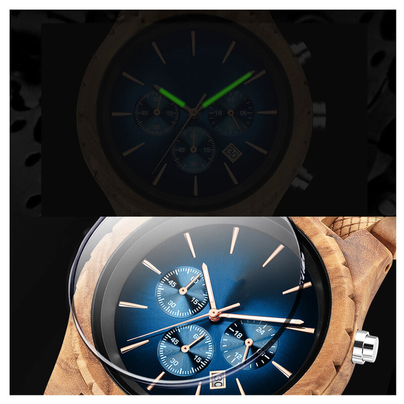 Mens Wooden Watches Personalized Stylish Wood Quartz Casual Wristwatches for Men Watch Gifts