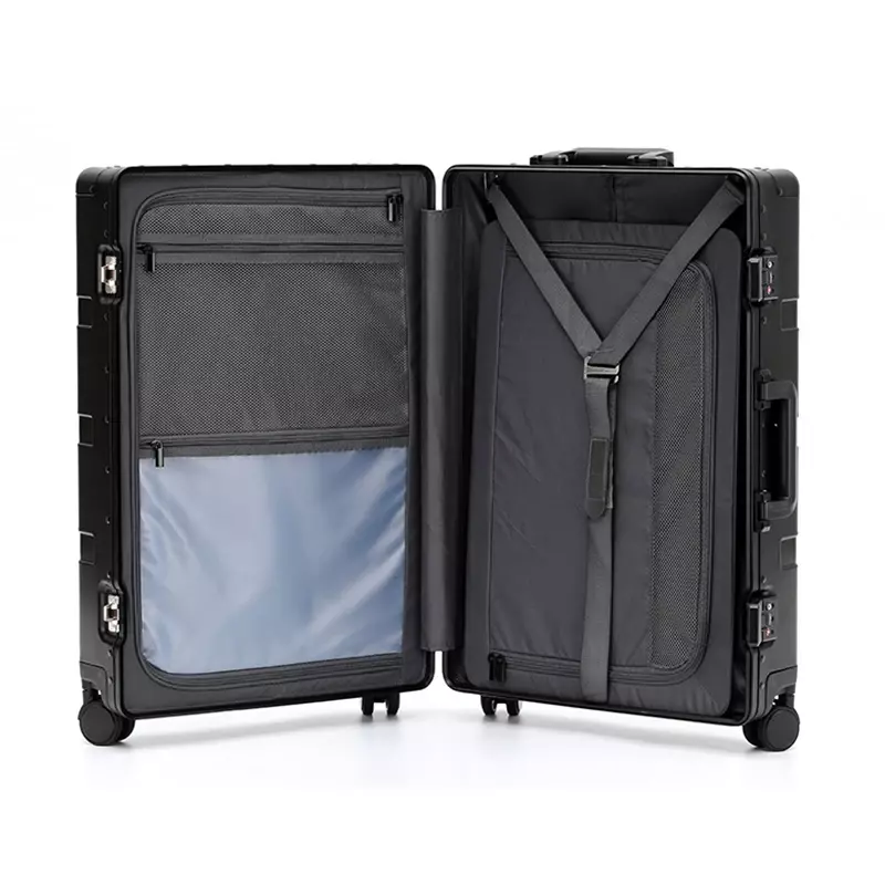 กระเป๋าเดินทางล้อลากอลูมิเนียมสีเงินสำหรับธุรกิจ20/24/26/28นิ้วกระเป๋าเดินทางแบบล้อลาก