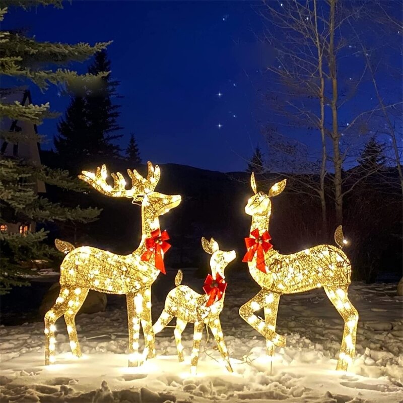 11UA lumières rennes noël en matériau acrylique pour les décorations cour extérieure