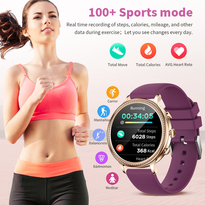 LIGE-Relógios inteligentes de luxo para mulheres, chamada bluetooth, telefone conectado, monitor de saúde, smartwatch esportivo, presente, 2023