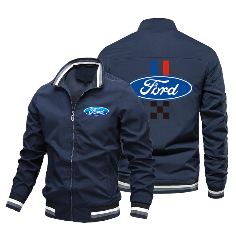 Ford Racing Logo Jacket para homens, moletom com zíper, camisa esportiva ao ar livre, roupa casual, novo