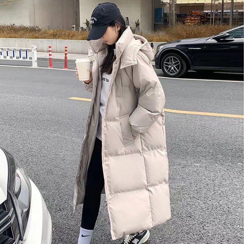 2023 New Women Down Cotton Coat Winter Bread Jacket Female Mid Length Version Parkas Loose Thick Warm Outwear Hooded Overcoat