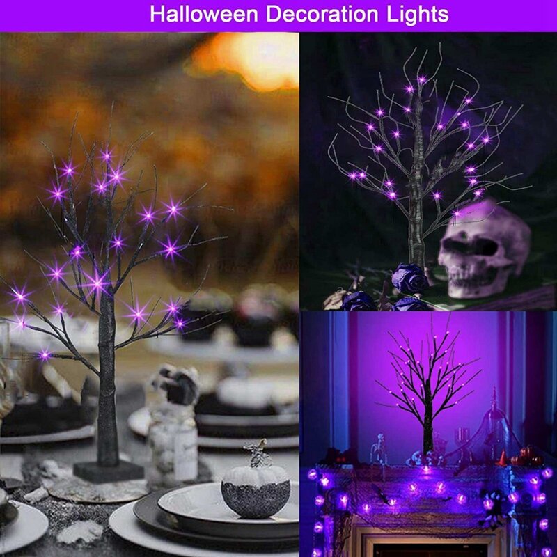 1 sztuka Halloween lampki choinkowe LED fioletowa lampki choinkowe wystrój domu nastrój lampki choinkowe światła do ogrodu dekoracje pokoju na imprezę na zewnątrz