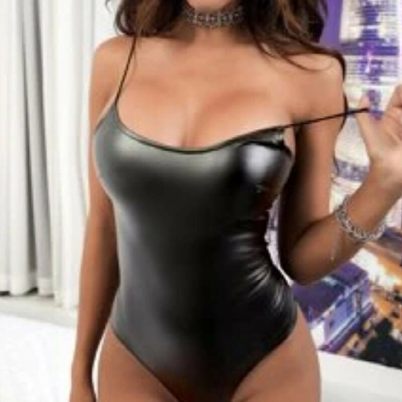 Sexy Lingerie Exotic Underwear Woman Bodysuit PU Leather Dress Babydoll Lenceria Sexi Costumes Sex Clubwear One-Piece Suit