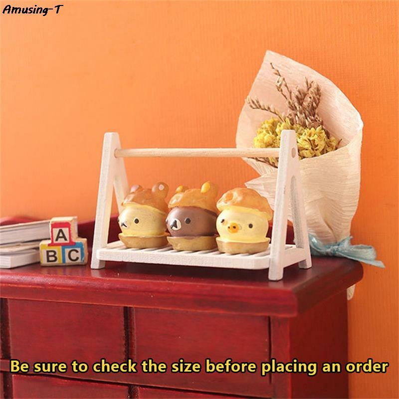 1:12 domek dla lalek miniaturowy drewniany pojedynczo/dwuwarstwowy stojak na ciasto przechowywanie żywności półkę domek dla lalek scena akcesoria dekoracyjne
