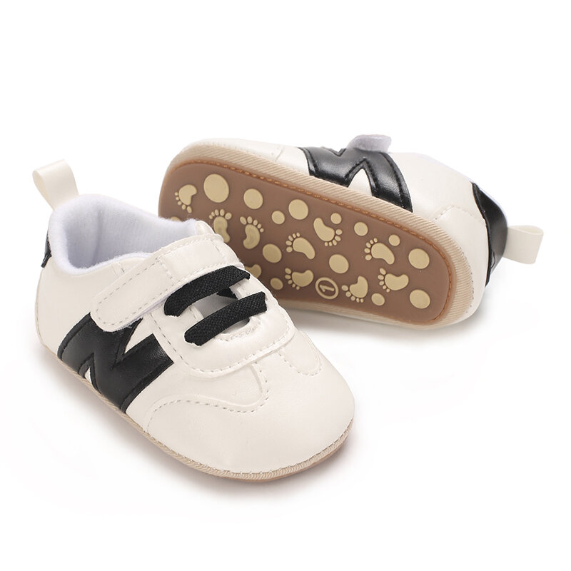 Zapatos deportivos de cuero con suela de goma antideslizantes para bebés de 0 a 18 meses, zapatos casuales para niños y niñas