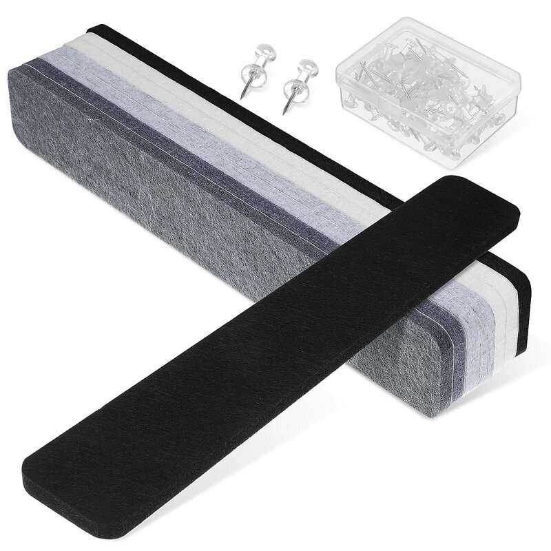 8 pezzi di feltro autoadesivo Pin Board Bar feltro strisce di cartone di sughero con 50 spinta trasparente per incollare note foto pianificazioni