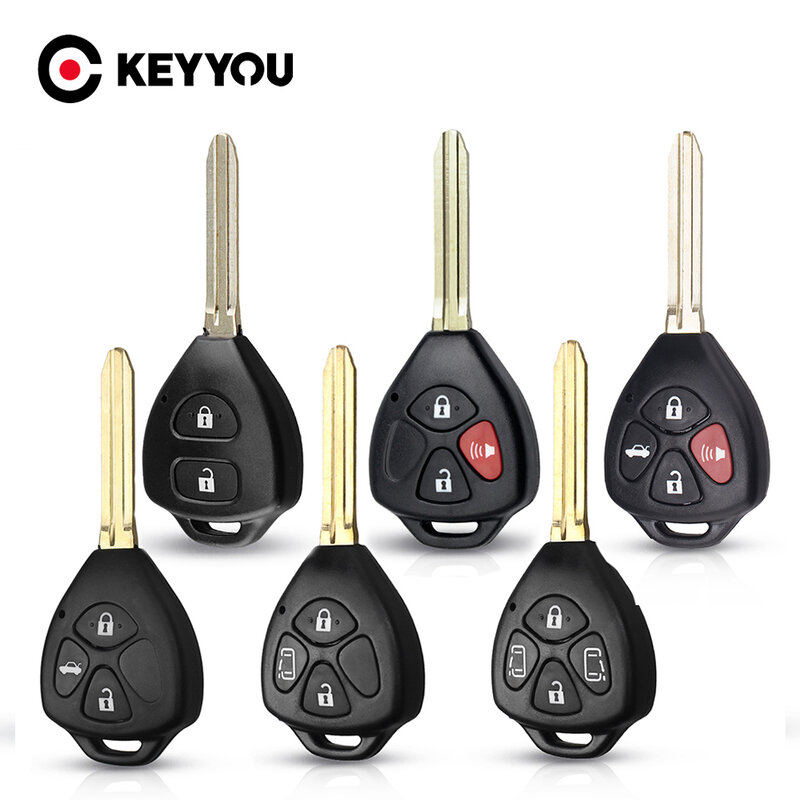 Keyyou-em branco caso remoto chave do carro, Shell chave para Toyota Corolla, Camry, Reiz, RAV4, Crown, Avalon, Venza, Matrix, 2, 3, 4 botão, TOY43 lâmina