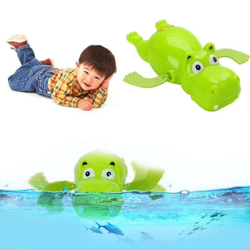 1pc enfants bébé bain flotteur hippopotame Animal horloge barboteur jouet drôle