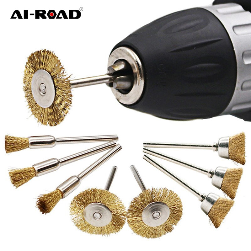 Brass Brush Wire Shank Ferramenta Elétrica, Steel Wheel Brushes Cup, Rust Accessories, Rotary Tool for Engraver, Abrasive Materials
