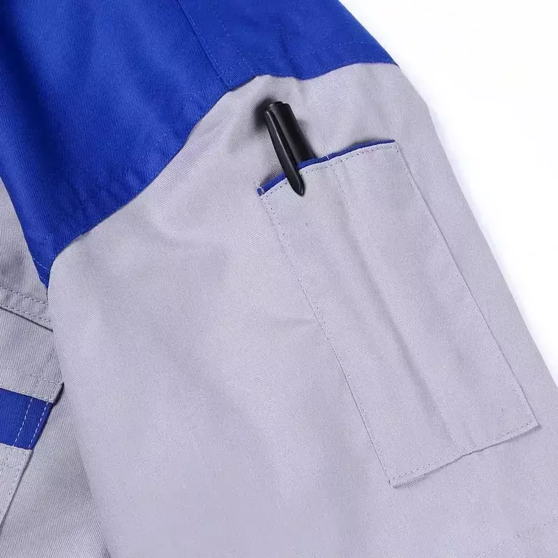 Męska koszula warsztatowa mundur z krótkim rękawem na zamek błyskawiczny kurtka robocza mechanik naprawiająca odzież odzież robocza z kieszenią