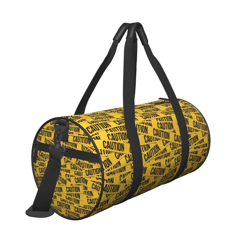 Travel Bag Caution Tape Gym Bag Crime Scene Oxford Sports Bags Large Capacity Luggage Handbag Retro Fitness Bag For Male Female