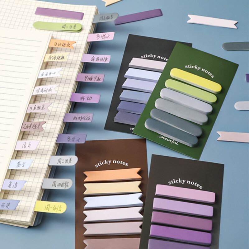Colorido auto-adesivo Sticky Notes, Memo Pad, BookMarkers, Índice Tabs, Bloco de notas, Escola, Escritório, Kawaii Papelaria Suprimentos, 120 Folhas