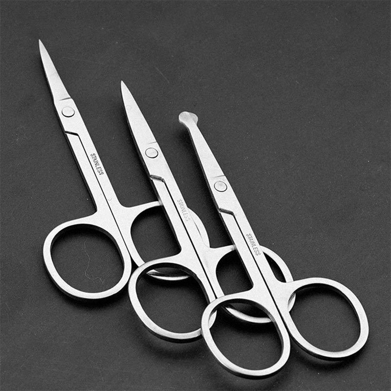 1pc Stainless Steel Portable Round Head Curved Mustache Nose Ear Hair Remover Scissor Trimmer Safety Eyebrow Beauty Scissors