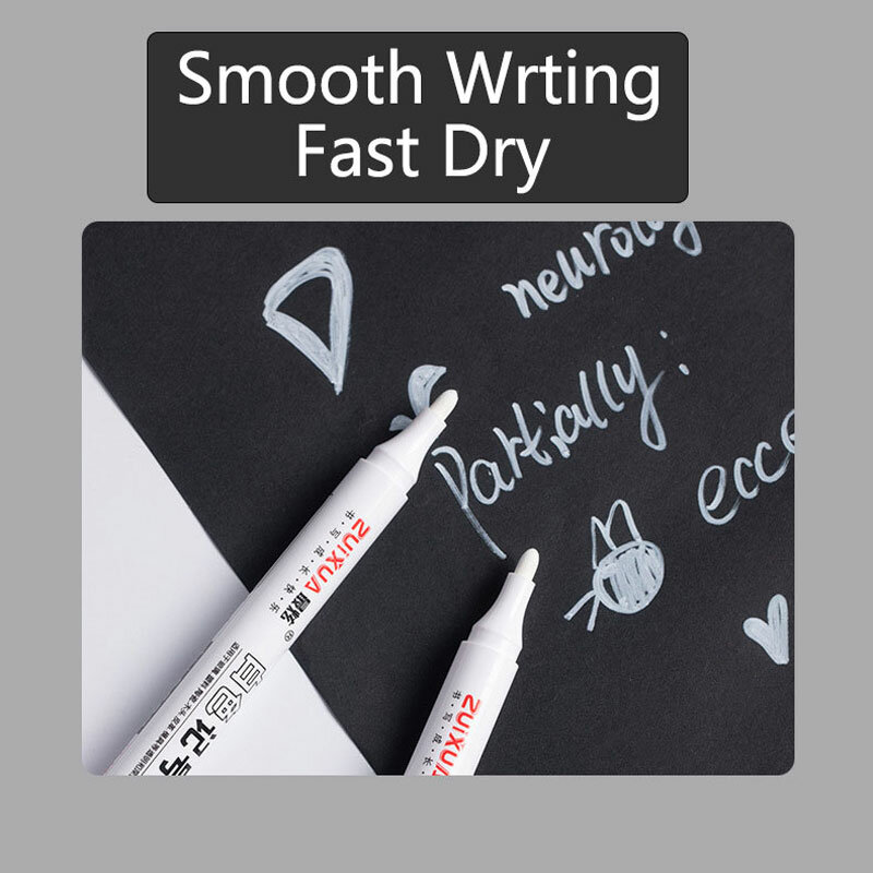ปากกามาร์กเกอร์สีขาวกันน้ำปากกาวาดลายเส้นปากกาหมึกเจลถาวรสำหรับ Marker1.5MM ผ้าไม้