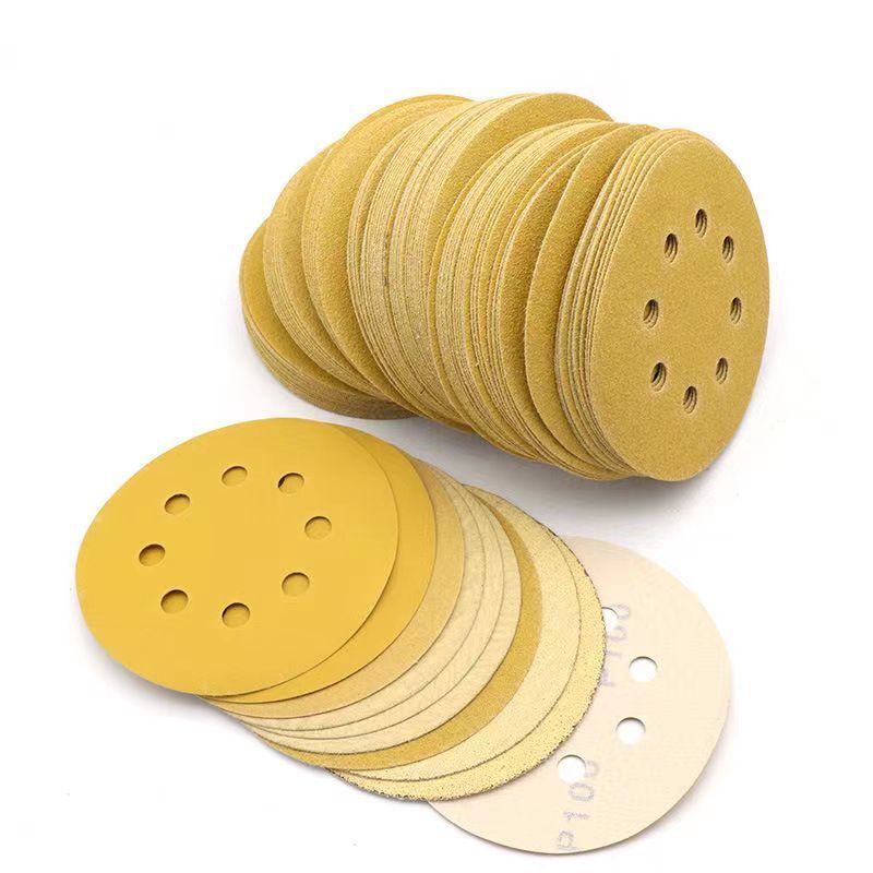 Buracos Gancho Loop Lixa Lixa com 8 10PCS Amarelo 60-800 Grits 5 Polegada Disco de Lixa Abrasiva Ferramentas