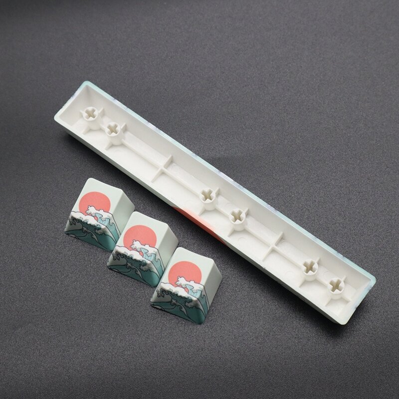2Pcs Coral Sea Keycaps PBT Five Sides Dye-Subbed Spacebar 6.25U OEM Profile Space Bar Keycap for DIY Mechanical Keyboard
