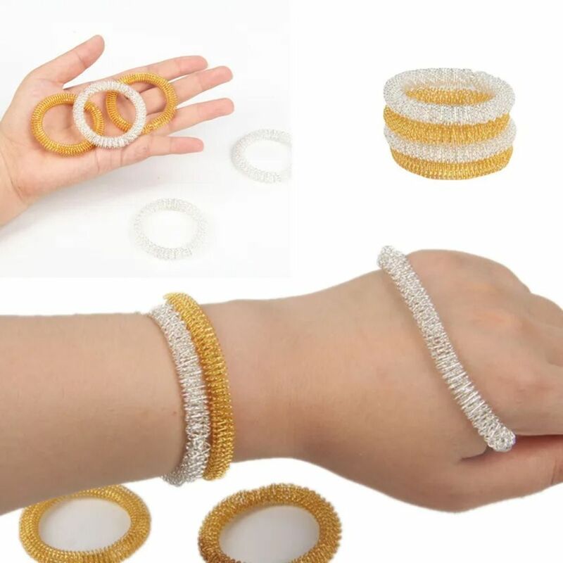 2Colors Wrist Massage Ring Health Care Tool Relax Bracelet Wrists Relaxation Massager Metal Acupuncture Ring Men