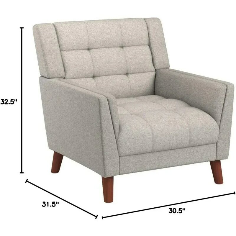 منتصف القرن الحديث النسيج الذراع كرسي ، الجوز والكتان ، مناسبة لغرفة المعيشة وغرفة النوم