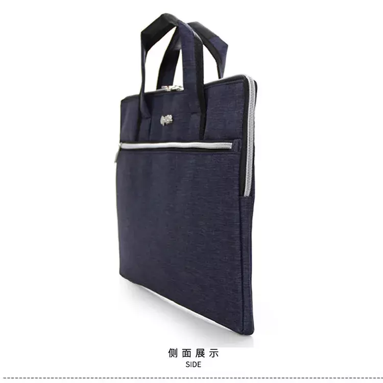 Blue Canvas Tote Bag for Hand-held Files and Documents, Large Capacity Business Briefcase with Customizable Printing