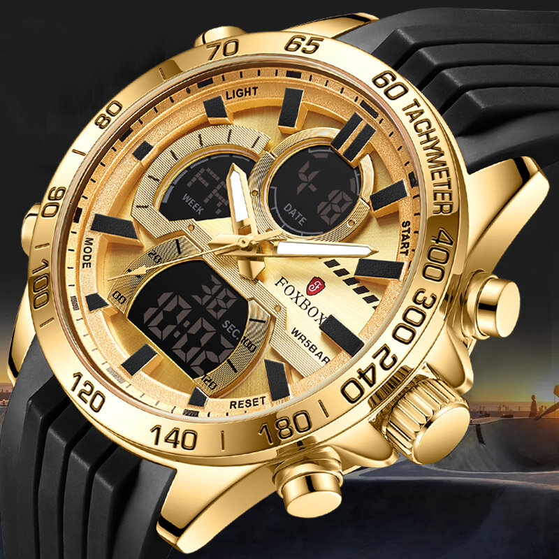 LIGE-Relógio esportivo de quartzo de silicone à prova d'água masculino, relógio de pulso digital, relógio LED masculino, moda empresarial, presente para homens