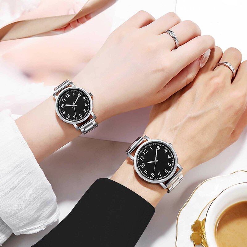 Zegarki dla par modny zegarek kwarcowy ze stalowy pasek nierdzewnej Bracele wykwintne zdrobne zegarki na rękę dla kobiet mężczyzn