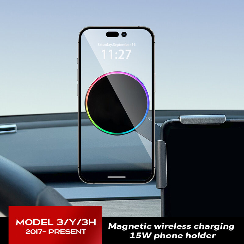 Suporte de montagem do telefone do carro para Tesla, Carregador sem fio Magsafe, 15W, Tesla Model 3 X S, BYD ATTO3, 17mm, Tesla