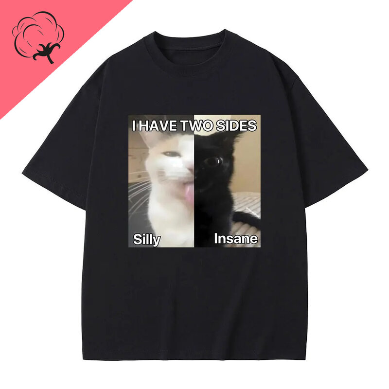 I Mace Two Sides Silly and Lnsane Meme Printed T-shirt Casual fashion trend Fun cotton unisex short-sleeved garment top