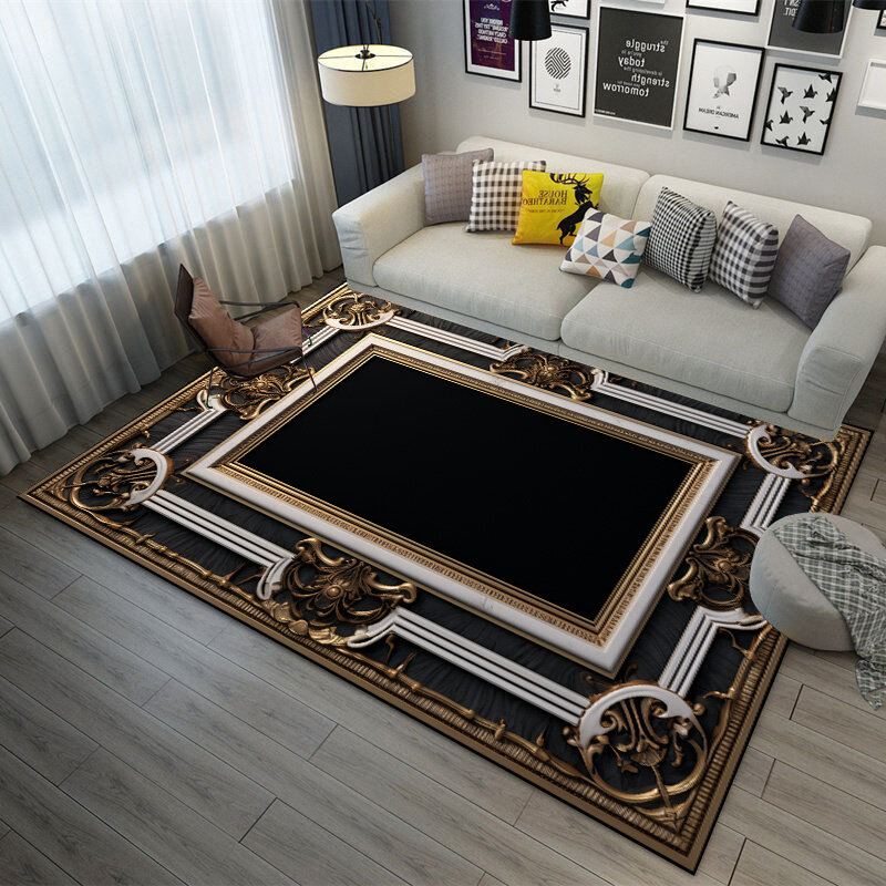 Tappeto grande in marmo per soggiorno moderno nero leggero decorazione di lusso divano Area tavolo tappeti lavabile camera da letto casa tappetino antiscivolo
