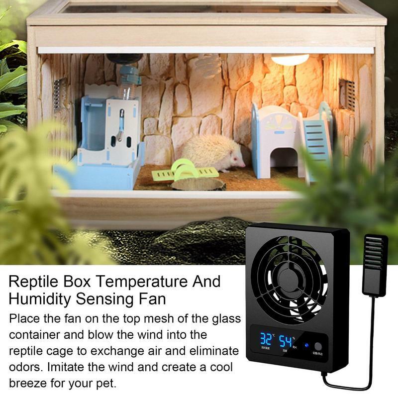 Ventilador de ventilación para carcasa de Reptiles, refrigeración inteligente con pantalla LED, viento fuerte, poco ruido para anfibios, Reptiles, serpientes