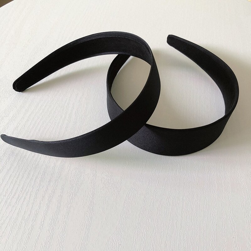 2pcs 15/20/25/30/40mm Black Simple Headband Jewelry DIY Satin Cloth Headband Semi-Finished Handmade Material Hair Accessories